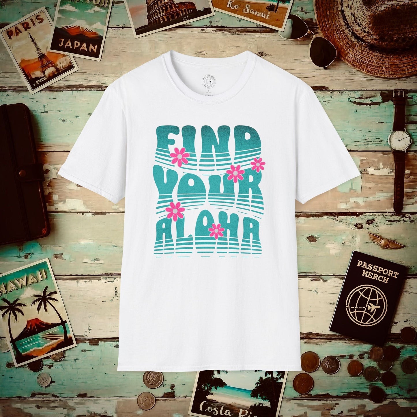 Retro Find Your Aloha, Hawaii T-Shirt White / S