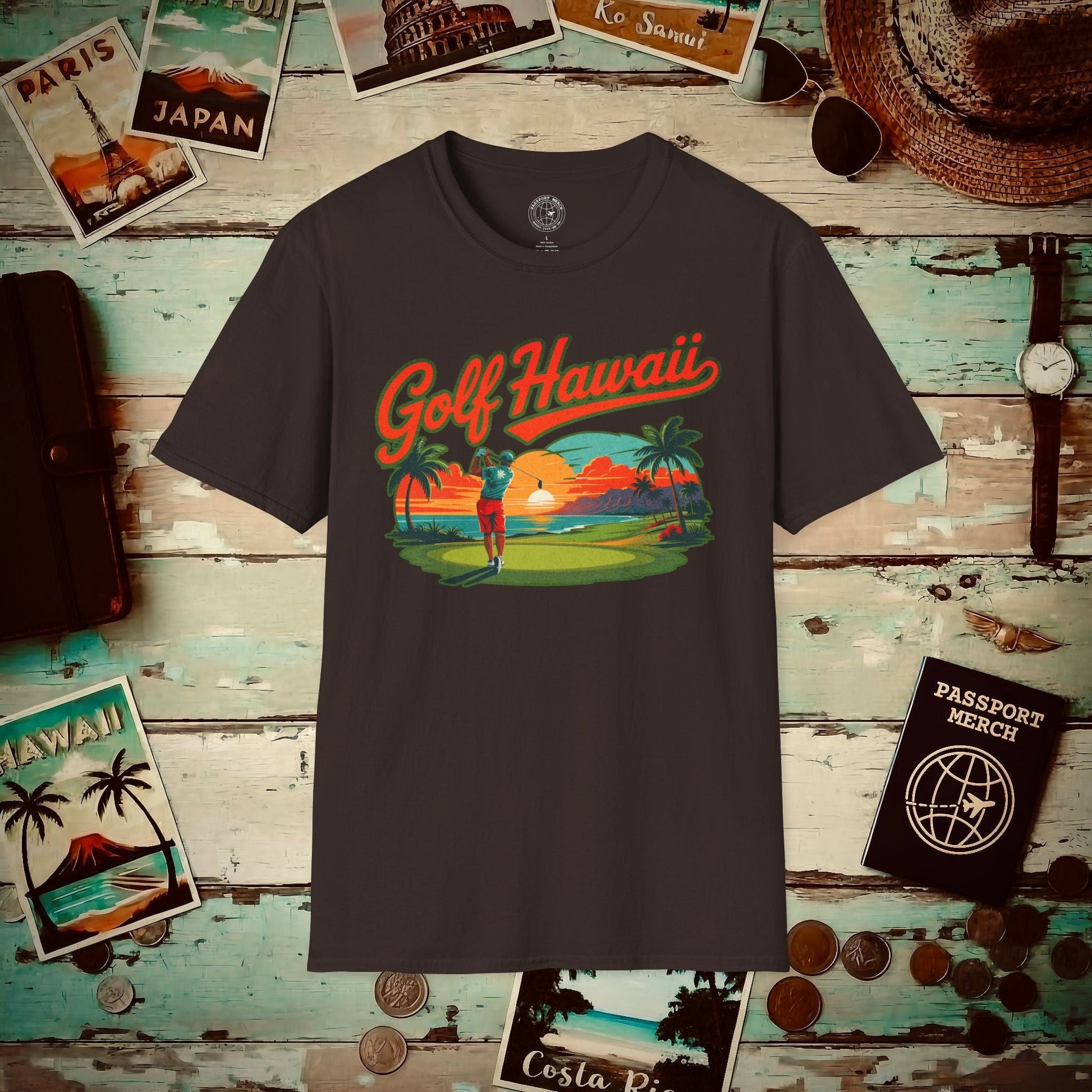 Retro Golf Hawaii T-Shirt Dark Chocolate / S