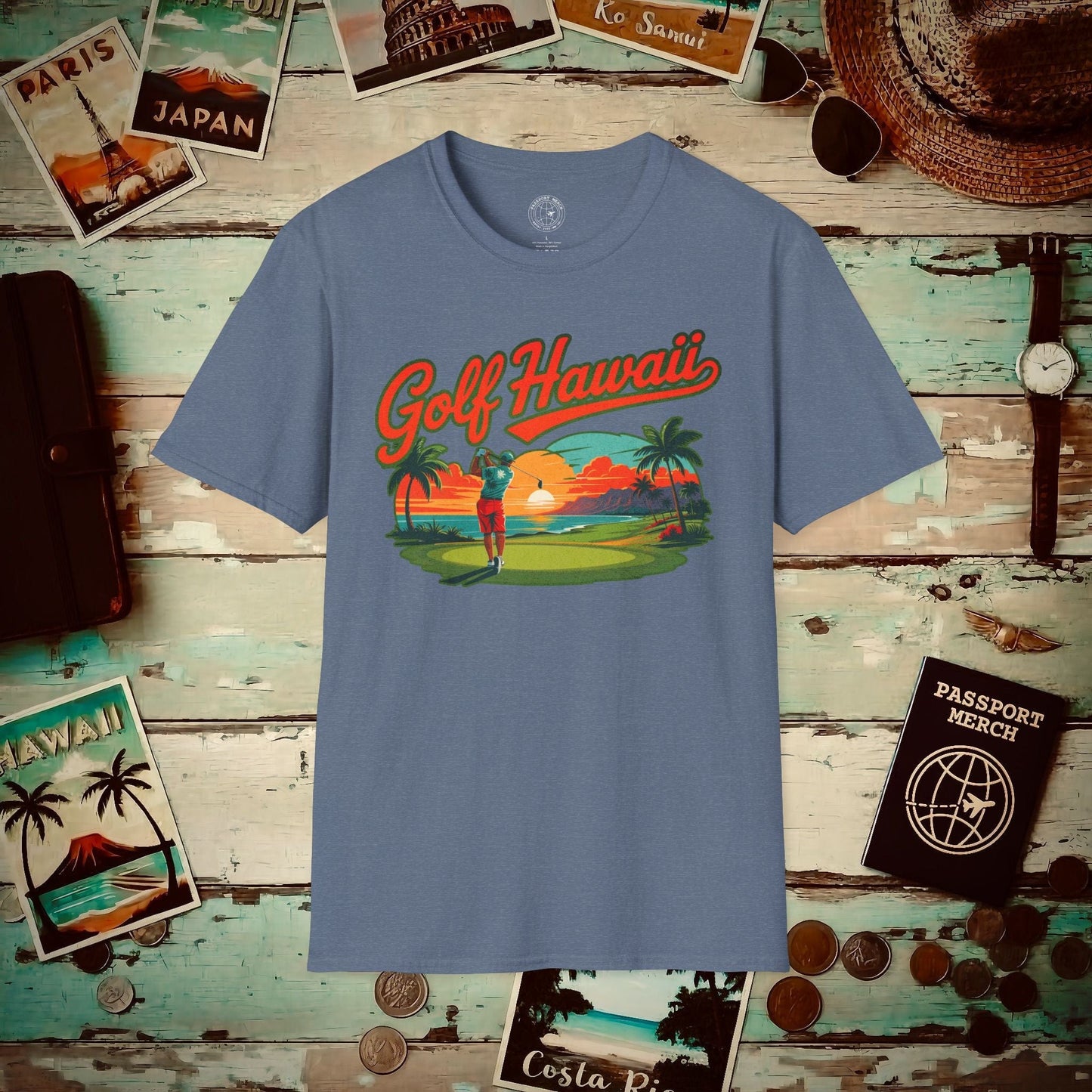 Retro Golf Hawaii T-Shirt Heather Indigo / S