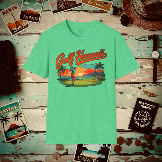 Retro Golf Hawaii T-Shirt Heather Irish Green / S