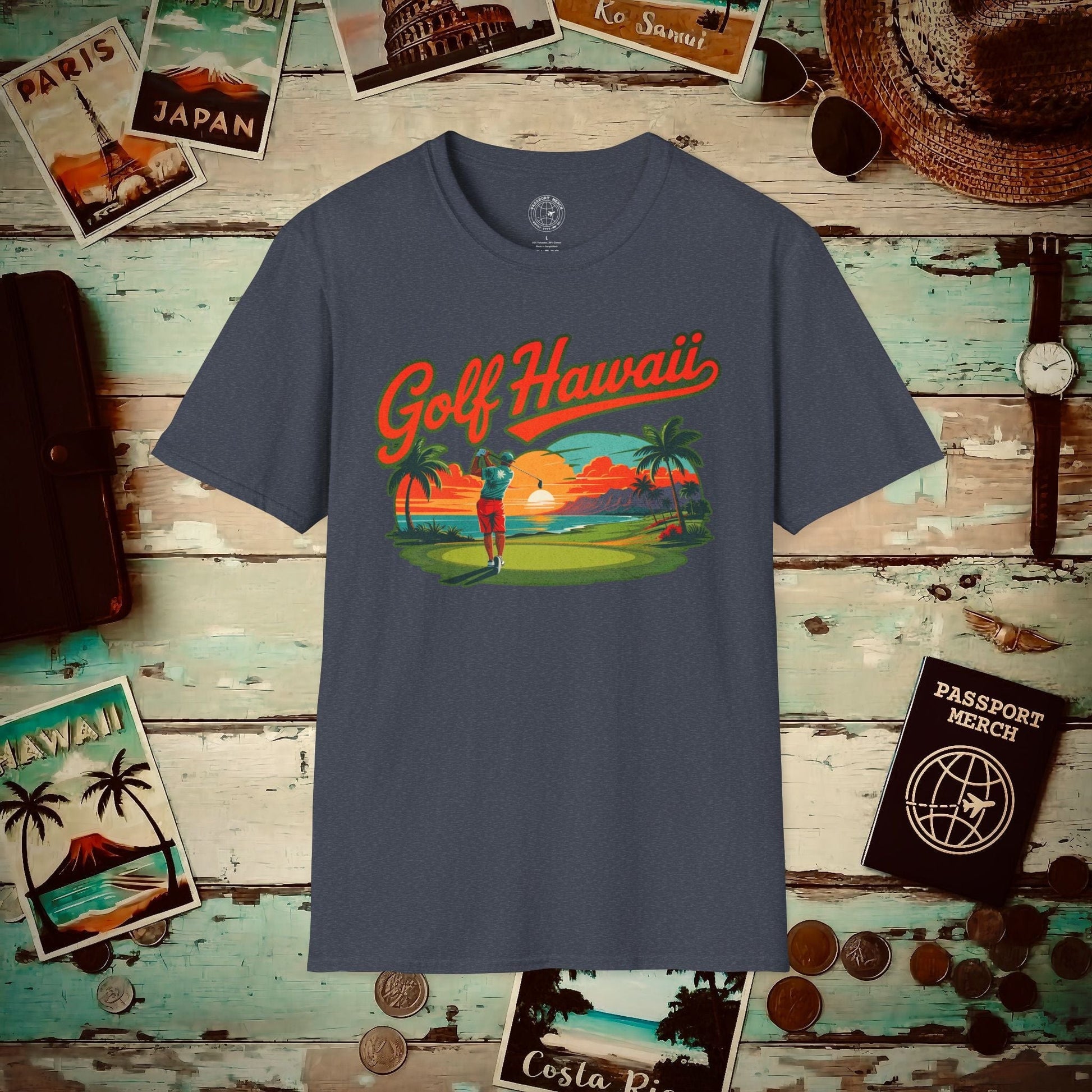 Retro Golf Hawaii T-Shirt Heather Navy / S
