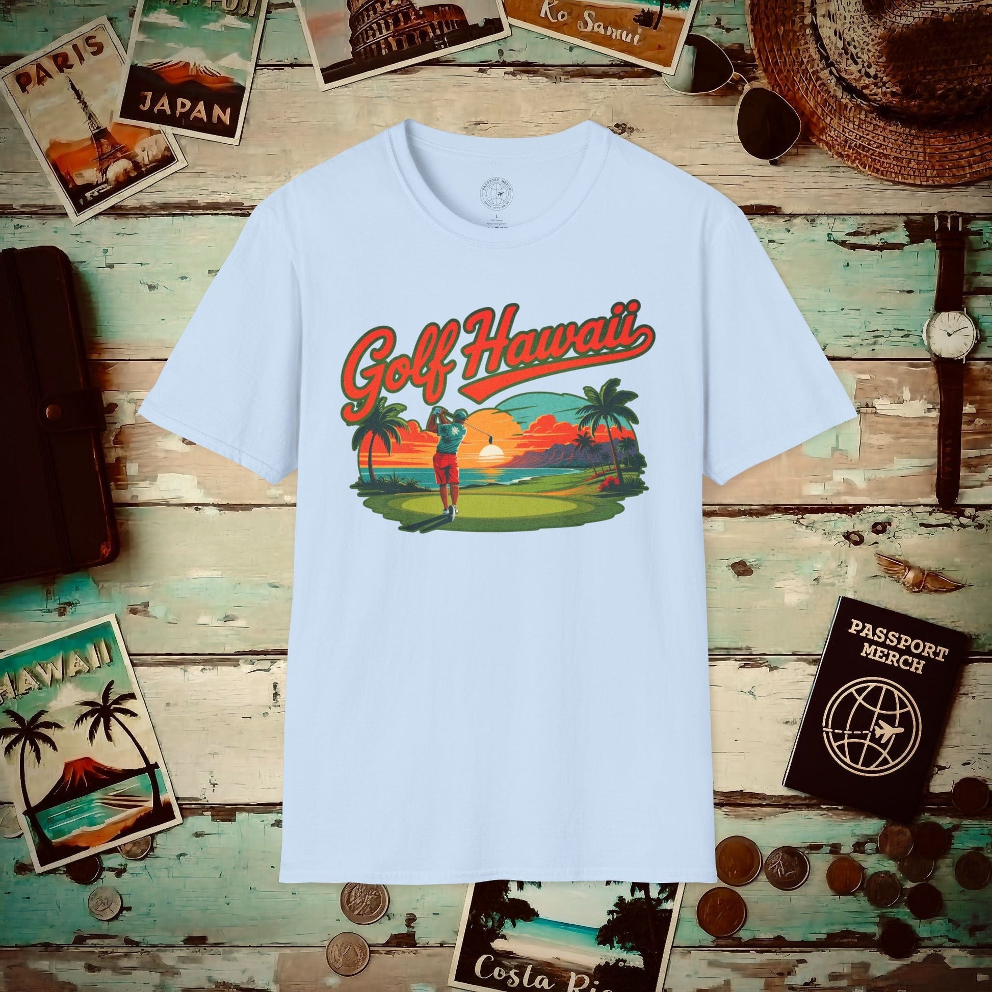 Retro Golf Hawaii T-Shirt Light Blue / S