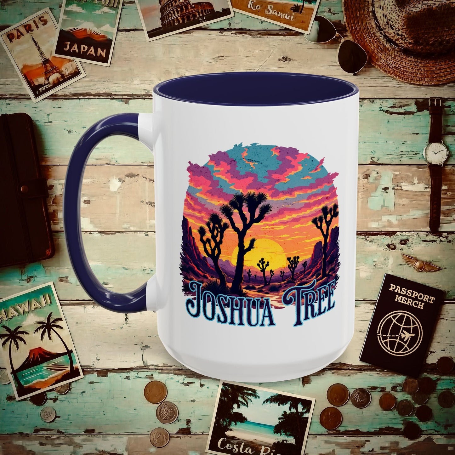 Retro Joshua Tree, California 15oz Mug Navy / 15oz