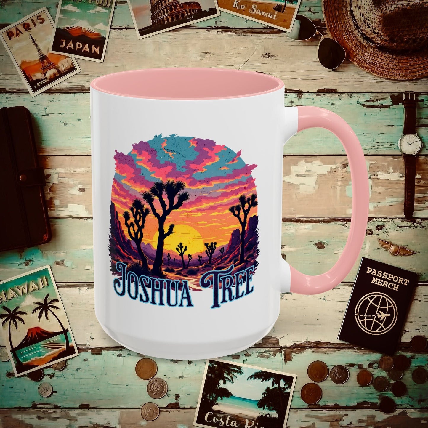 Retro Joshua Tree, California 15oz Mug Pink / 15oz