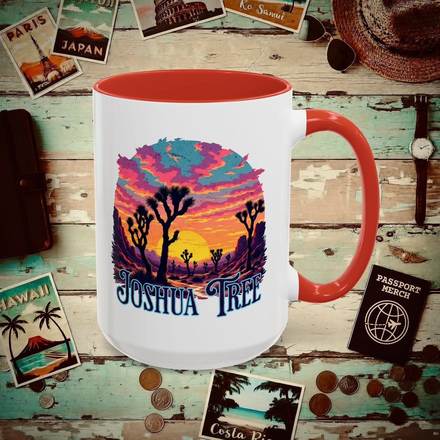 Retro Joshua Tree, California 15oz Mug Red / 15oz