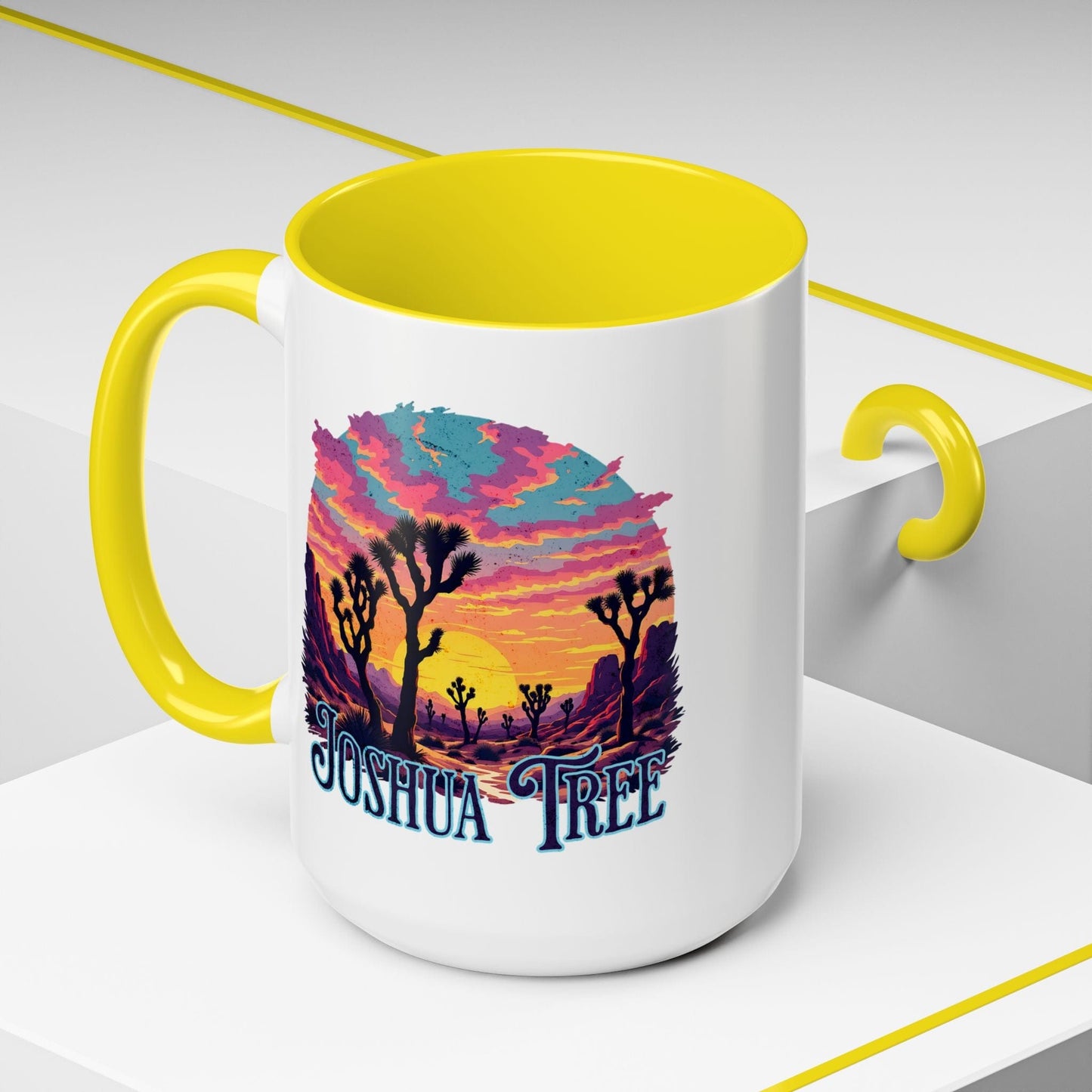 Retro Joshua Tree, California 15oz Mug Yellow / 15oz