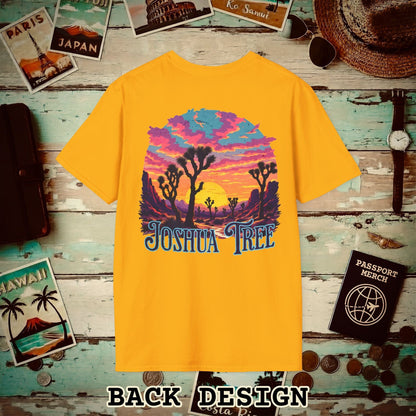 Retro Joshua Tree, California, Back Print T-Shirt Gold / S