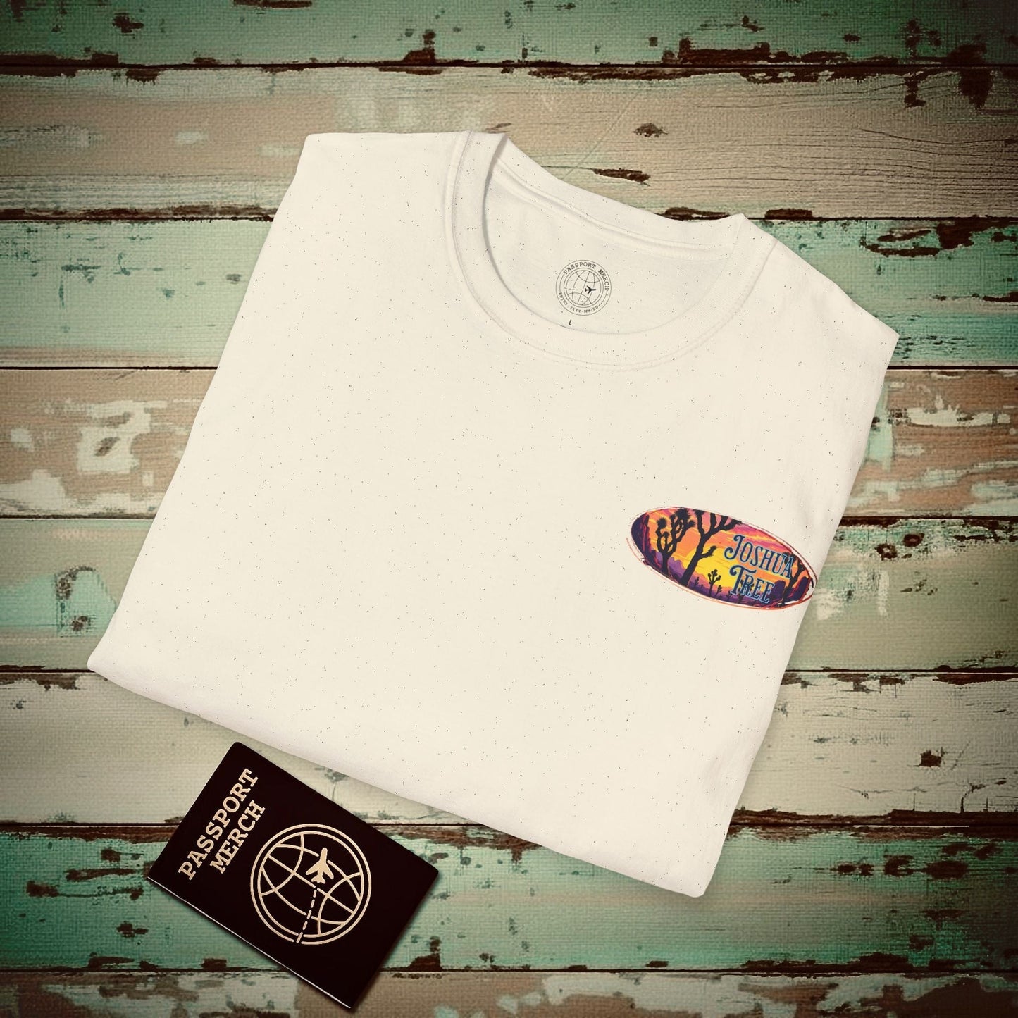 Retro Joshua Tree, California, Back Print T-Shirt Natural / S