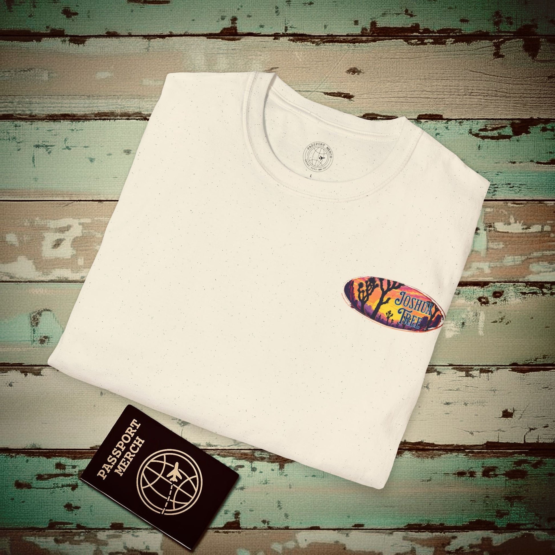 Retro Joshua Tree, California, Back Print T-Shirt Natural / S