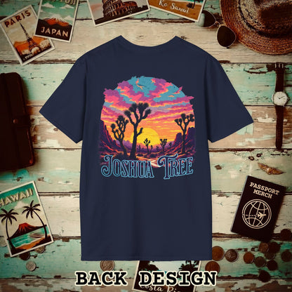 Retro Joshua Tree, California, Back Print T-Shirt Navy / S