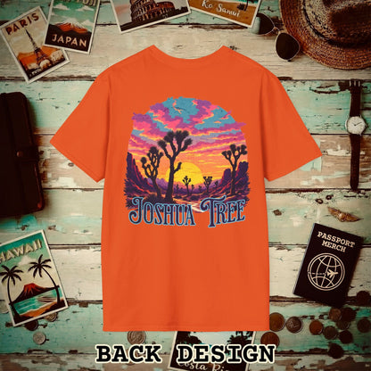 Retro Joshua Tree, California, Back Print T-Shirt Orange / S