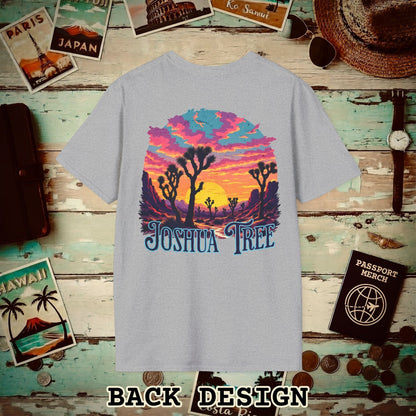 Retro Joshua Tree, California, Back Print T-Shirt Sport Grey / S