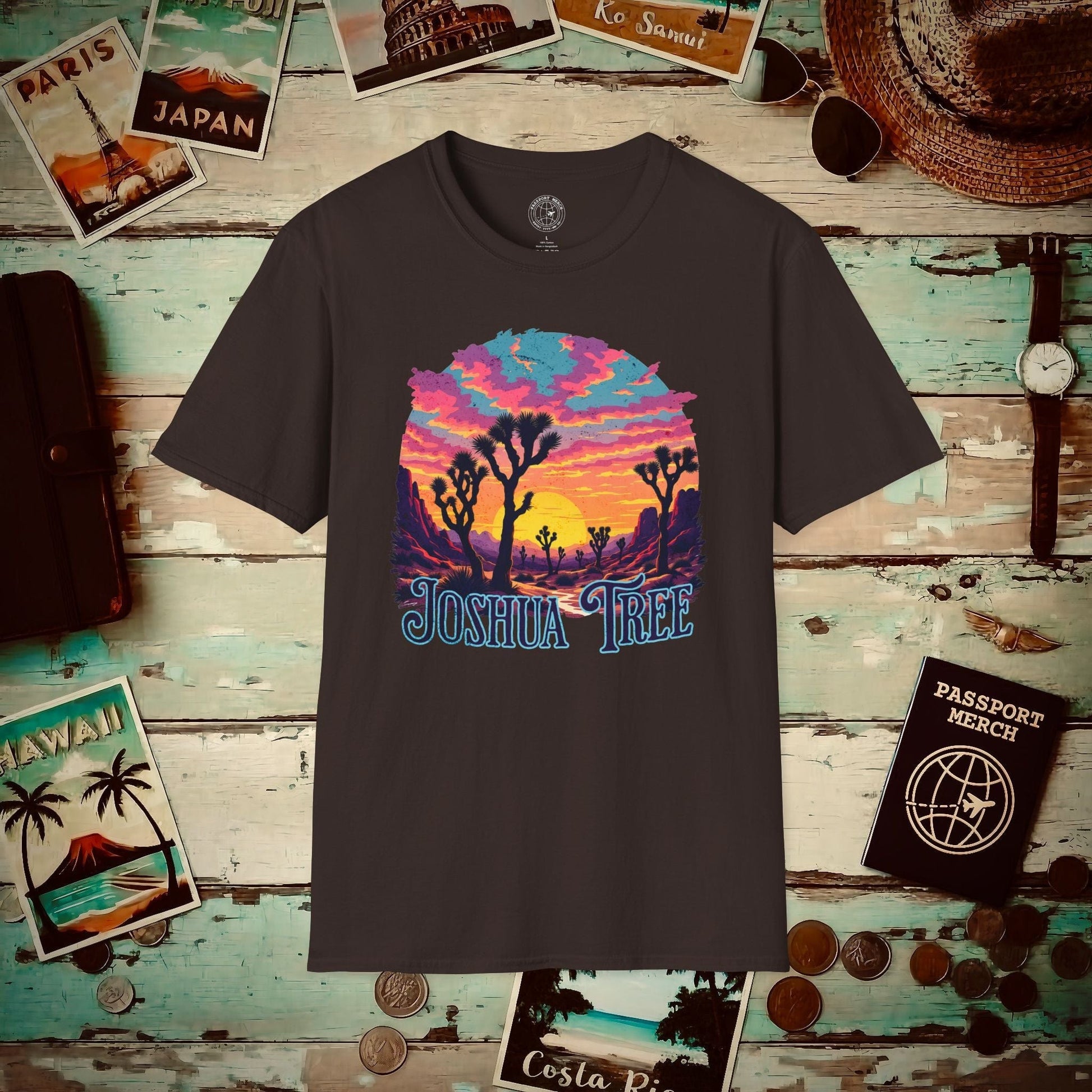 Retro Joshua Tree, California T-Shirt Dark Chocolate / S