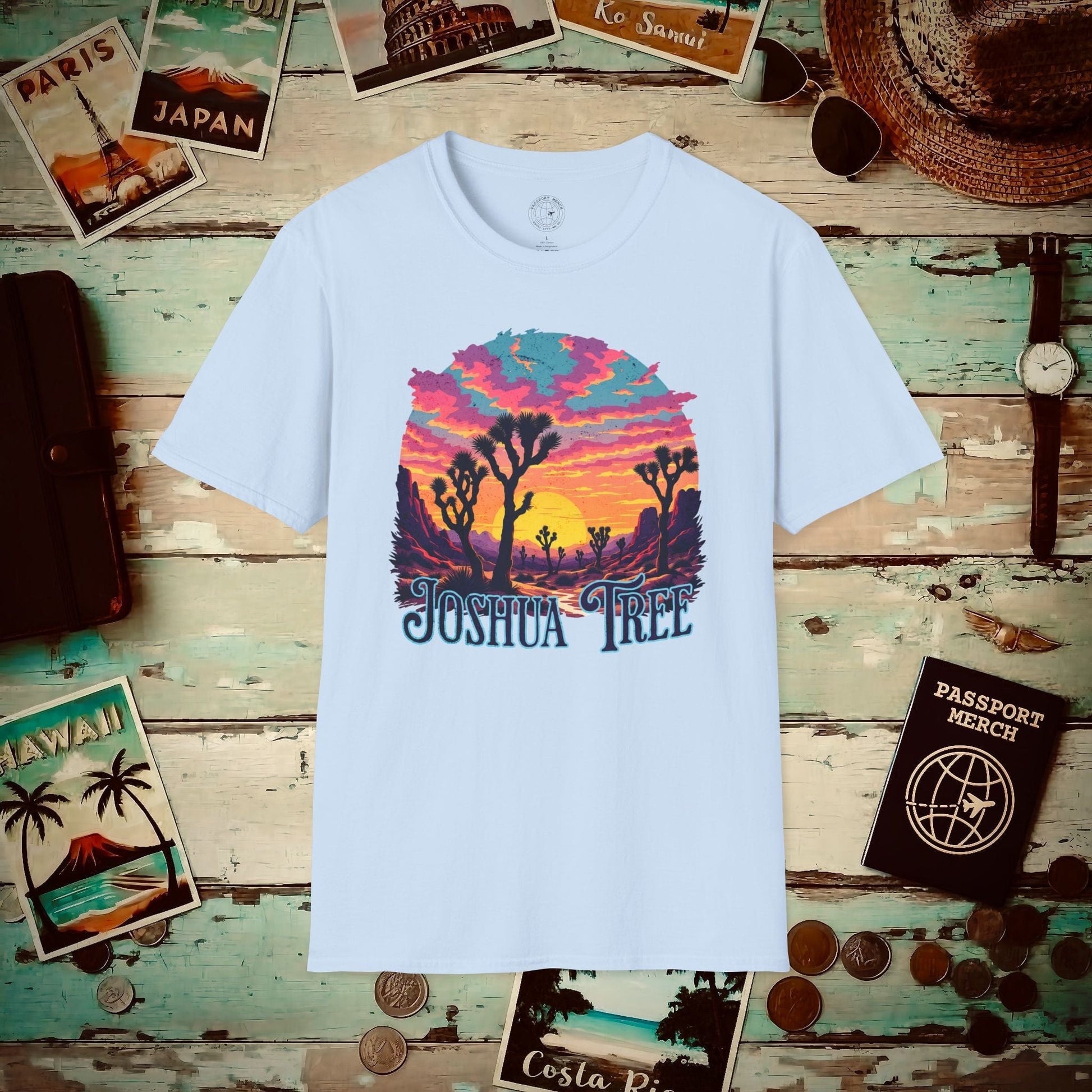 Retro Joshua Tree, California T-Shirt Light Blue / S