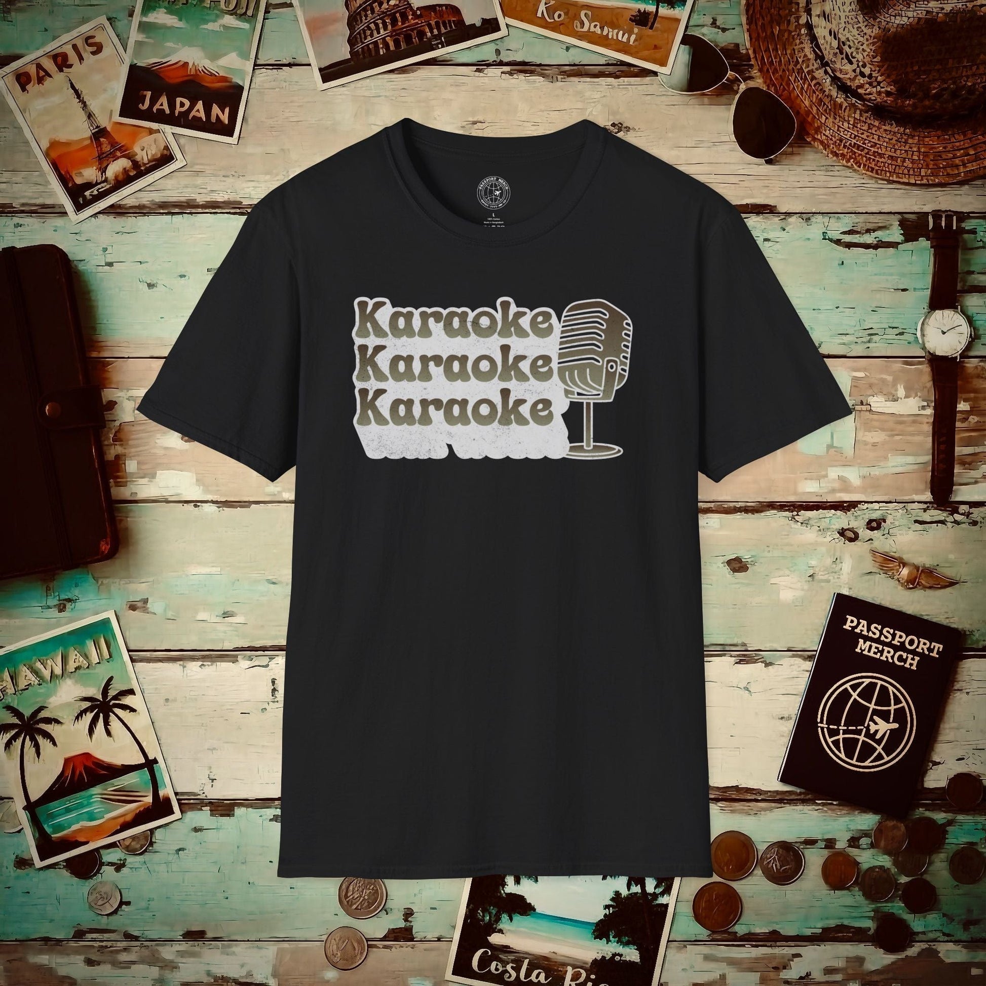 Retro Karaoke Karaoke Karaoke, Japan T-Shirt Black / S
