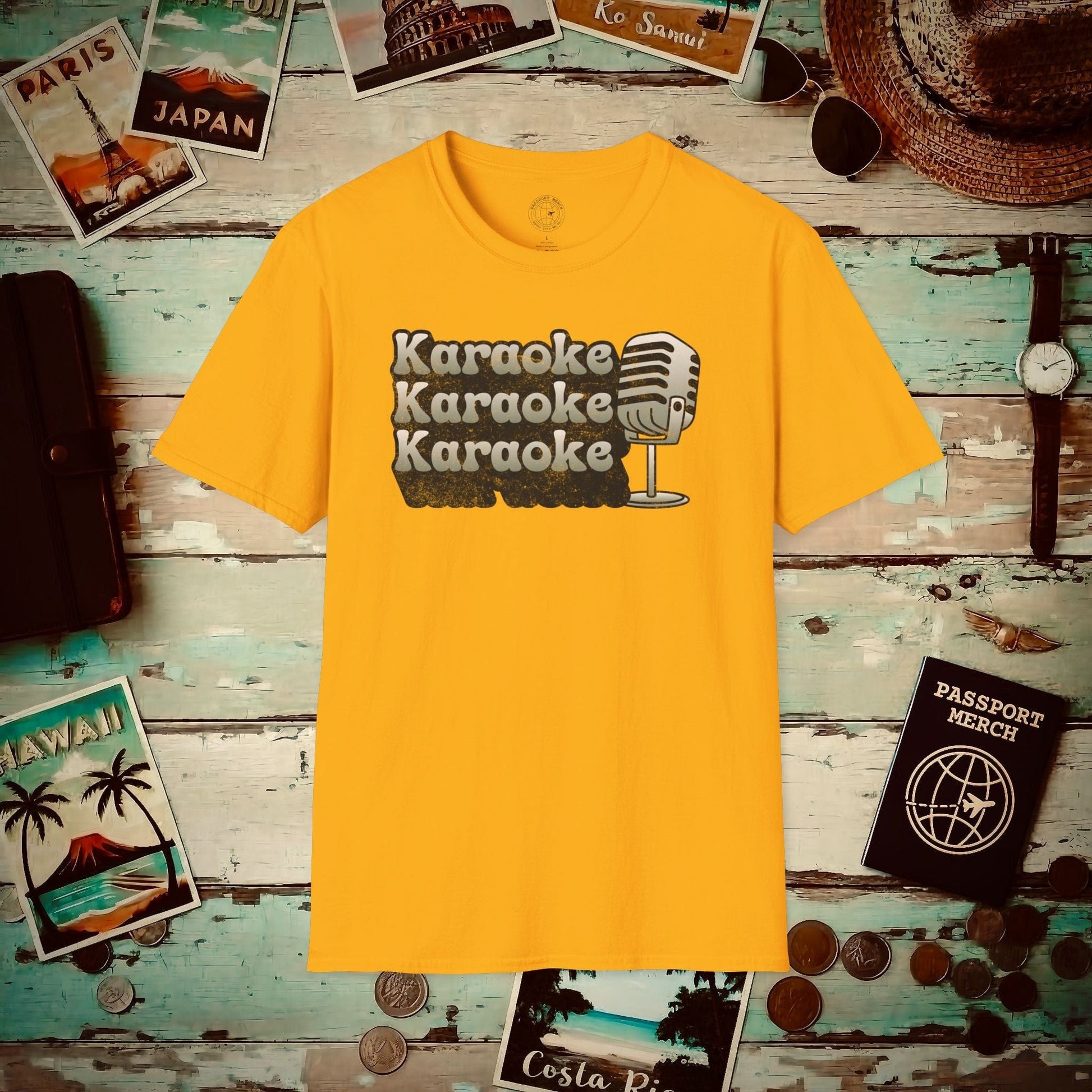 Retro Karaoke Karaoke Karaoke, Japan T-Shirt Gold / S