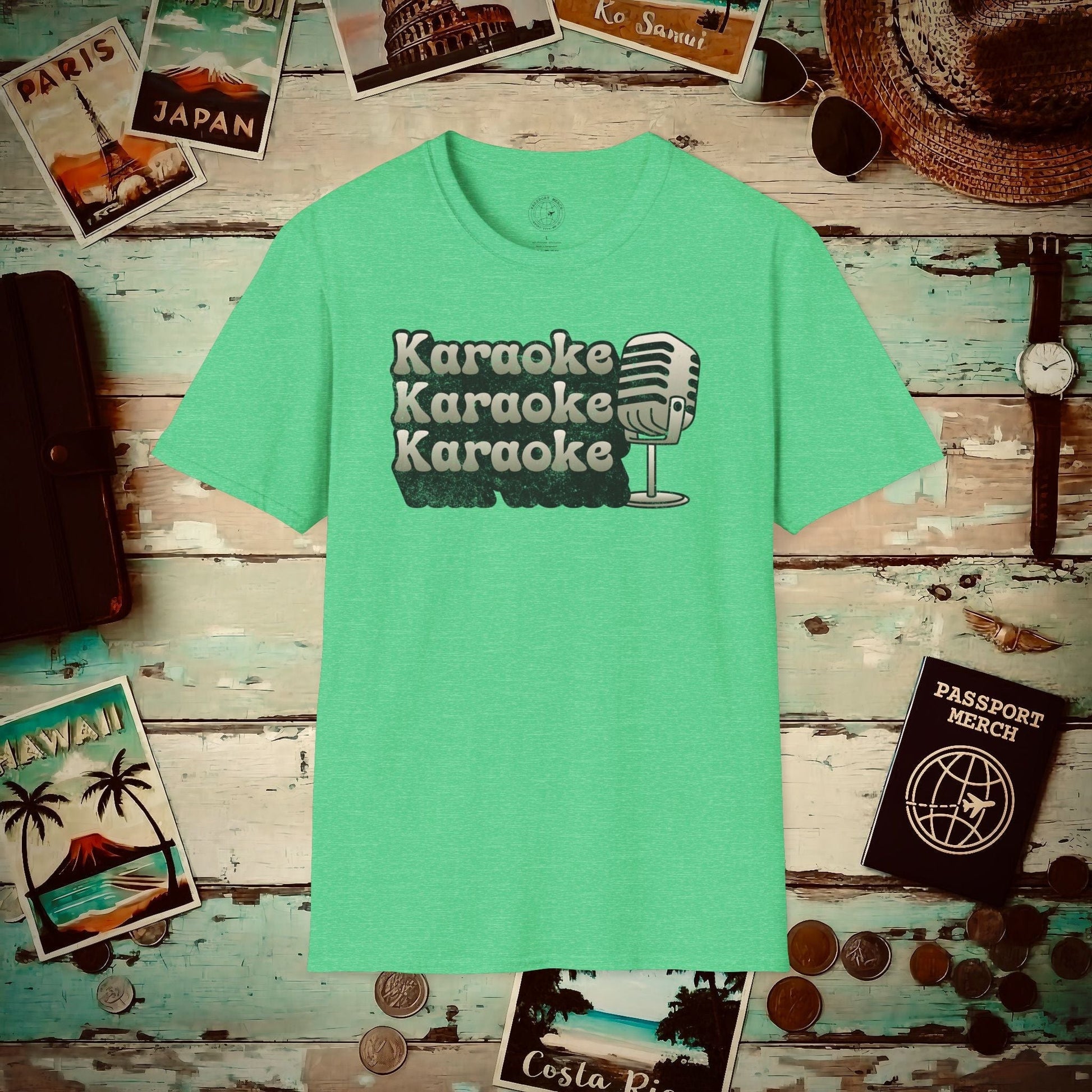 Retro Karaoke Karaoke Karaoke, Japan T-Shirt Heather Irish Green / S