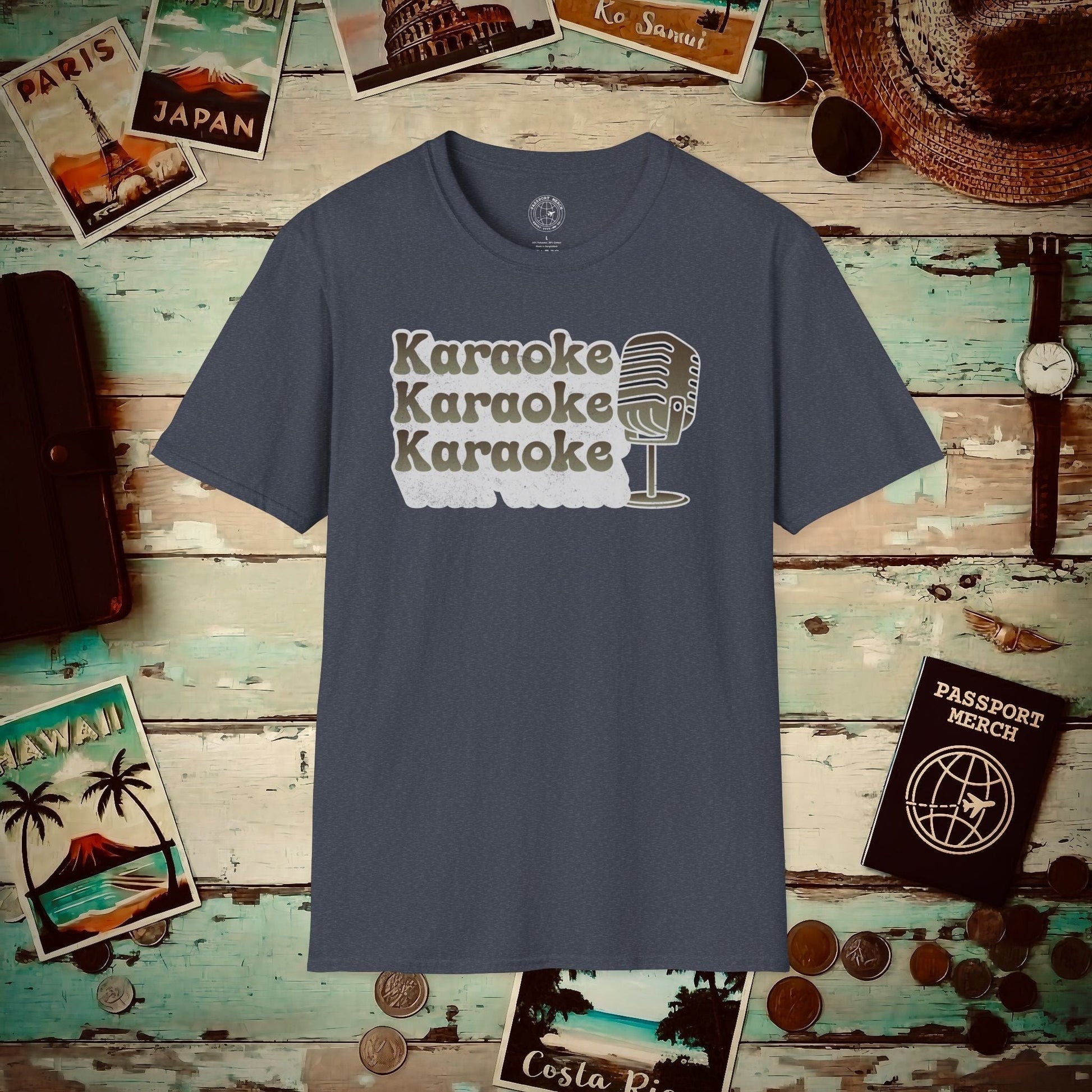 Retro Karaoke Karaoke Karaoke, Japan T-Shirt Heather Navy / S