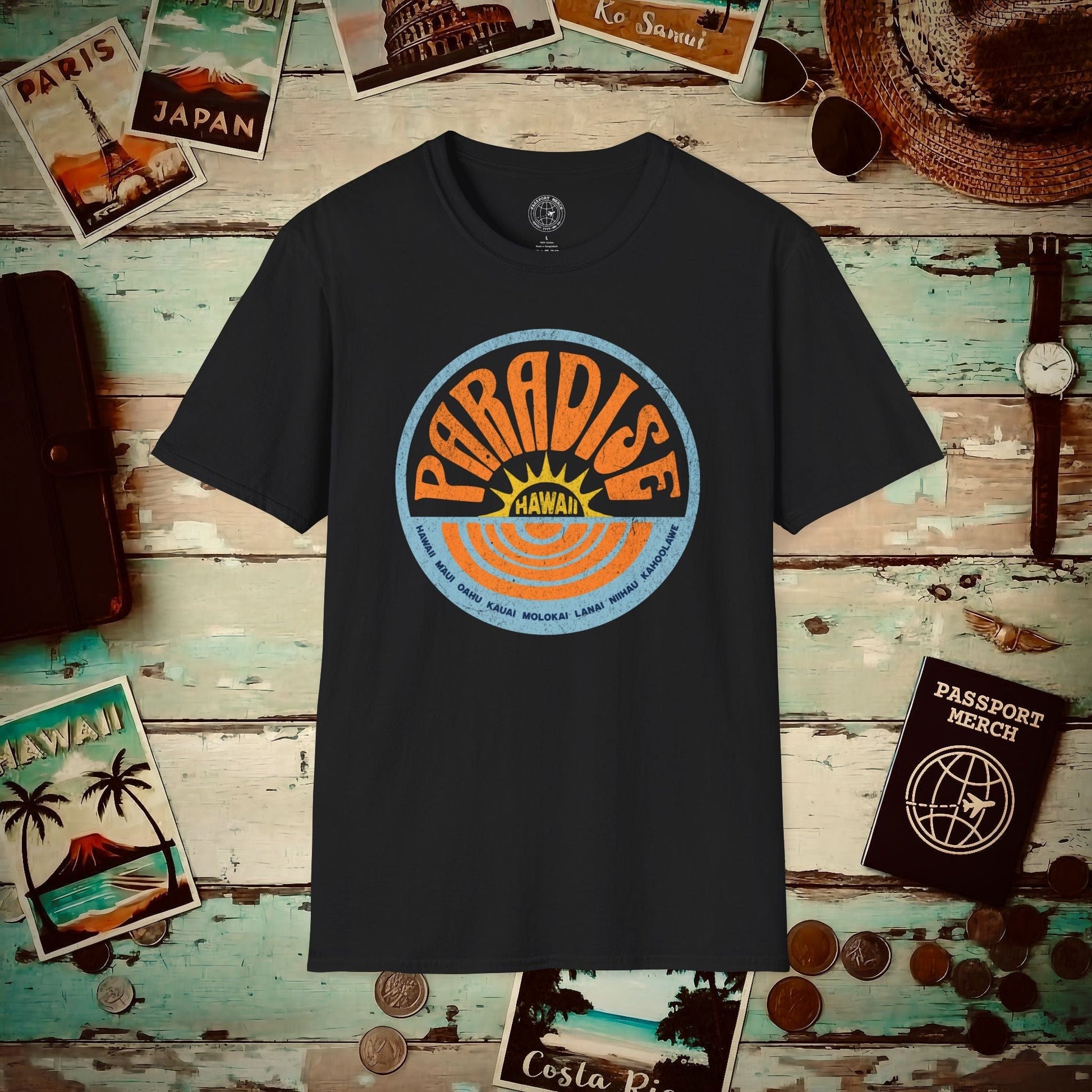 Retro Paradise, Hawaii T-Shirt Black / S