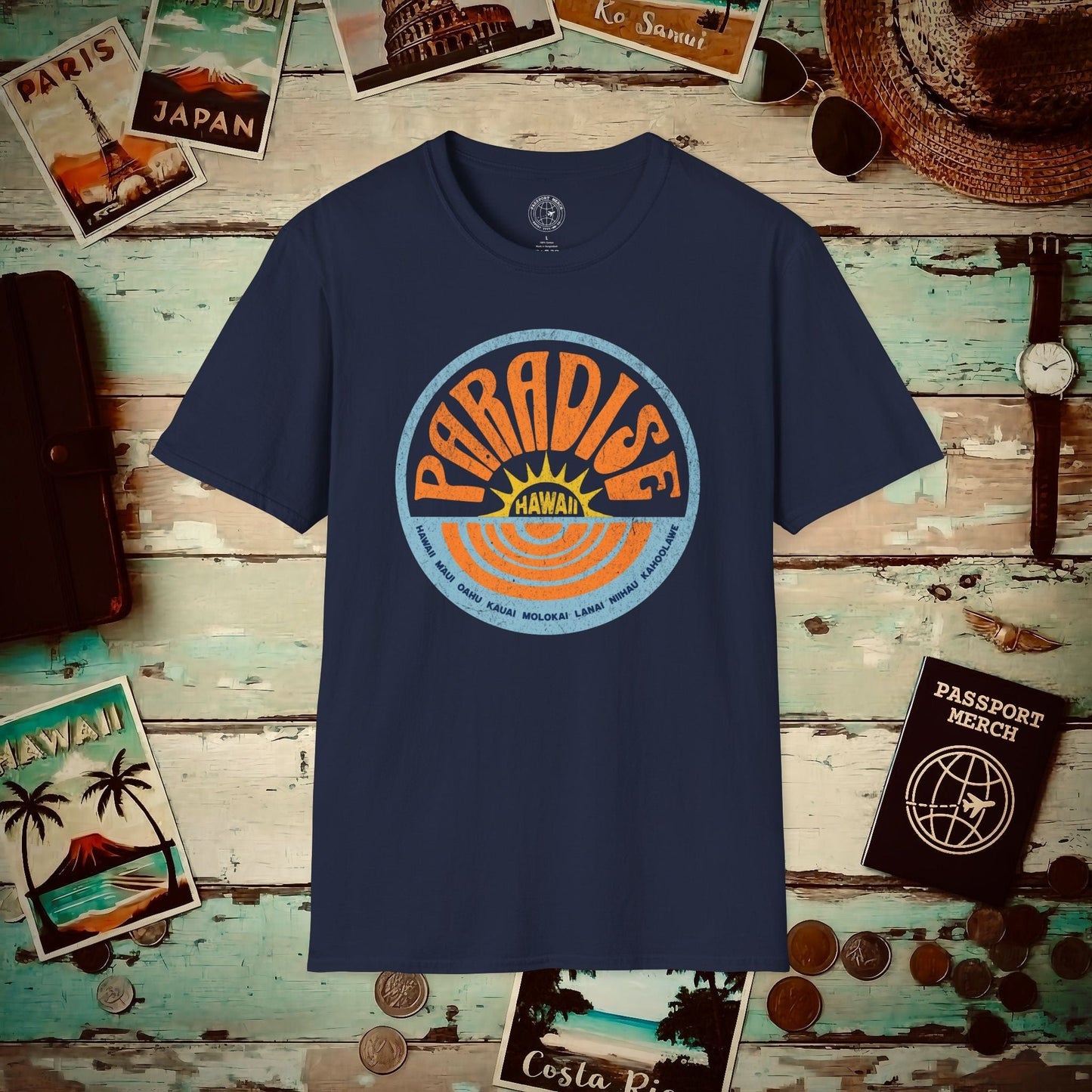 Retro Paradise, Hawaii T-Shirt Navy / S