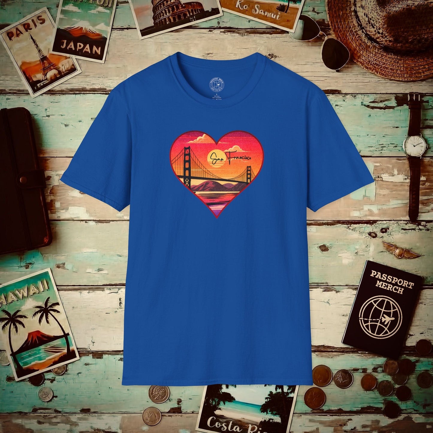 Retro San Francisco Heart, California T-Shirt Royal / S