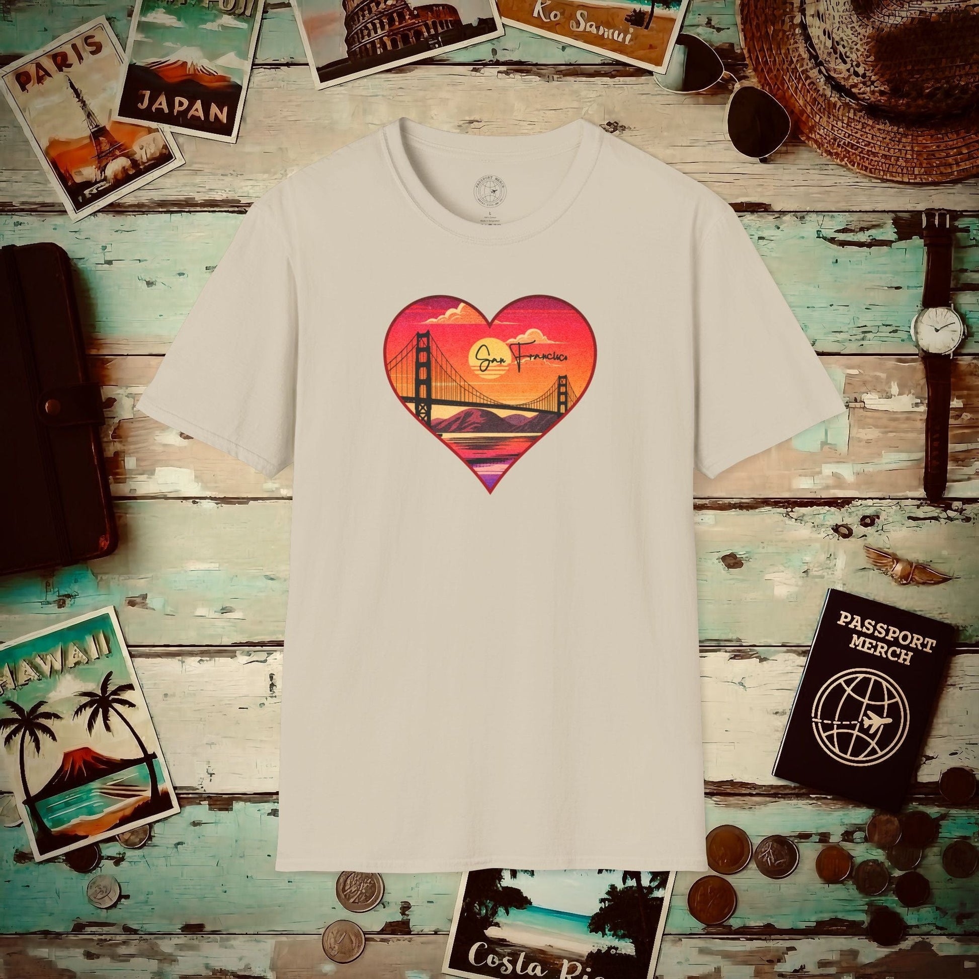 Retro San Francisco Heart, California T-Shirt Sand / S