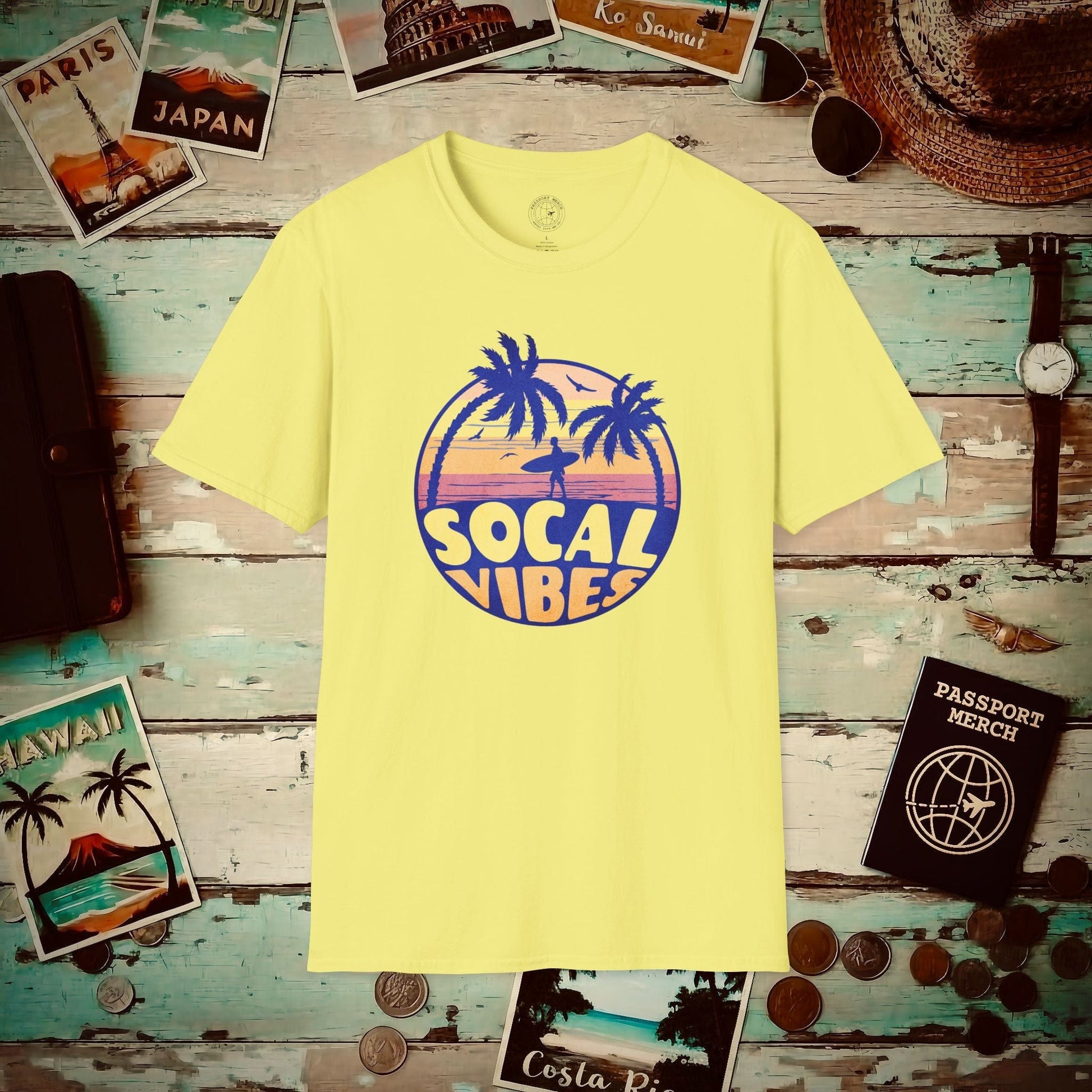 Retro SoCal Vibes, California T-Shirt Cornsilk / S