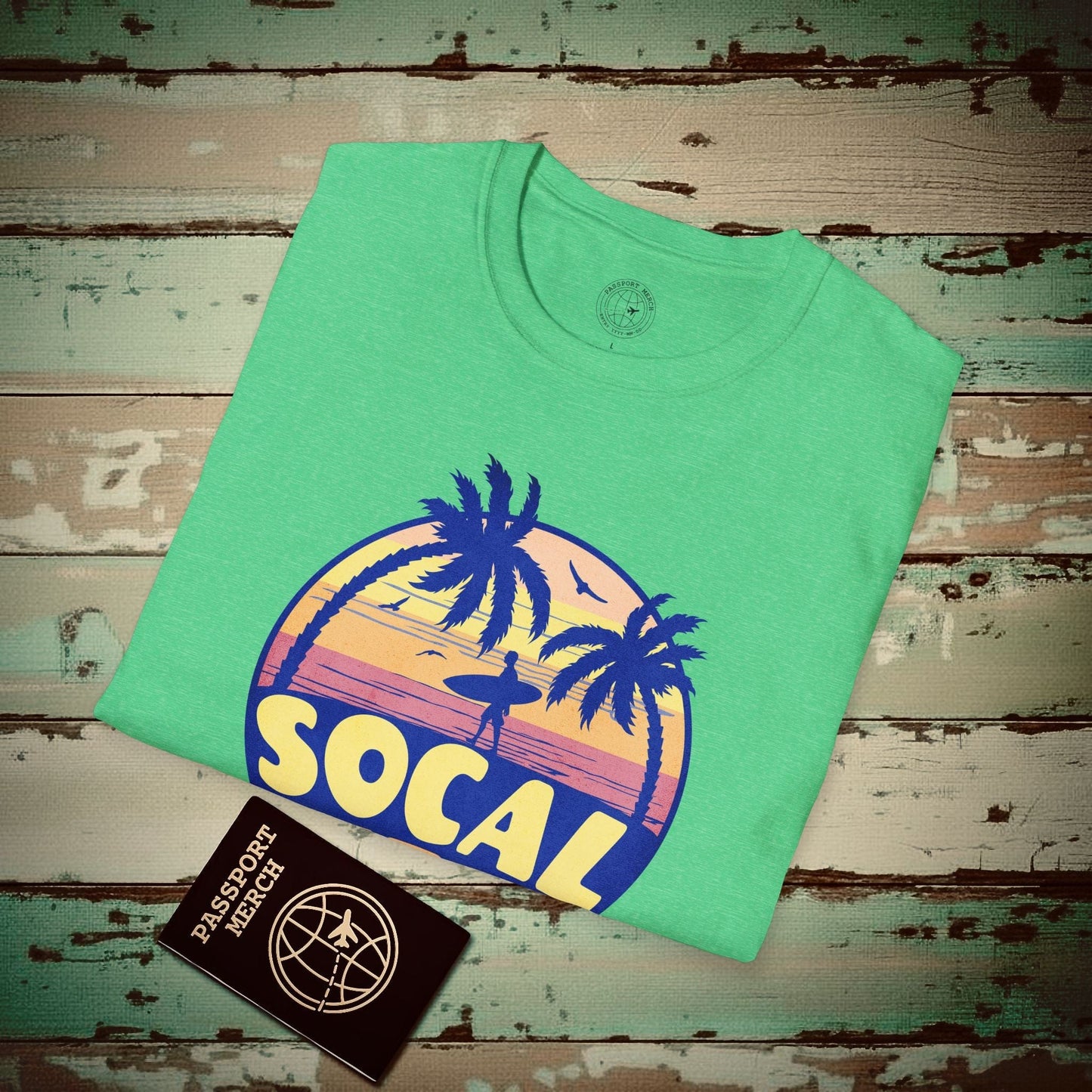 Retro SoCal Vibes, California T-Shirt Heather Irish Green / S
