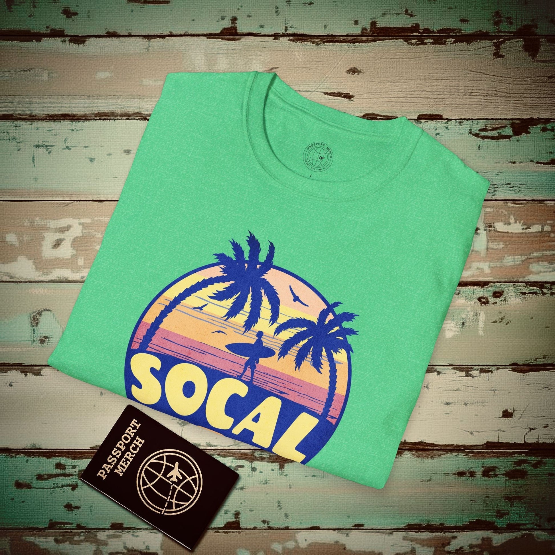Retro SoCal Vibes, California T-Shirt Heather Irish Green / S