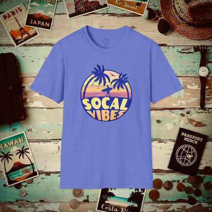 Retro SoCal Vibes, California T-Shirt Heather Royal / S