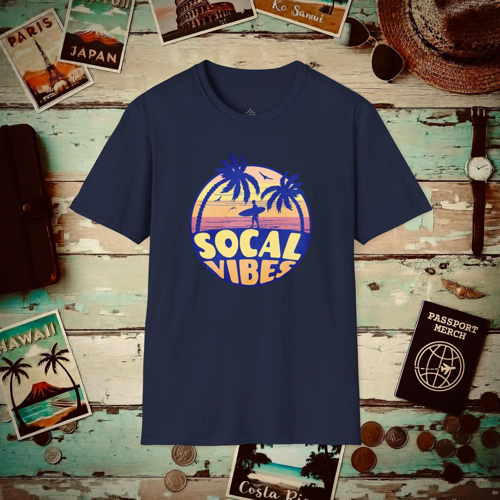 Retro SoCal Vibes, California T-Shirt Navy / S