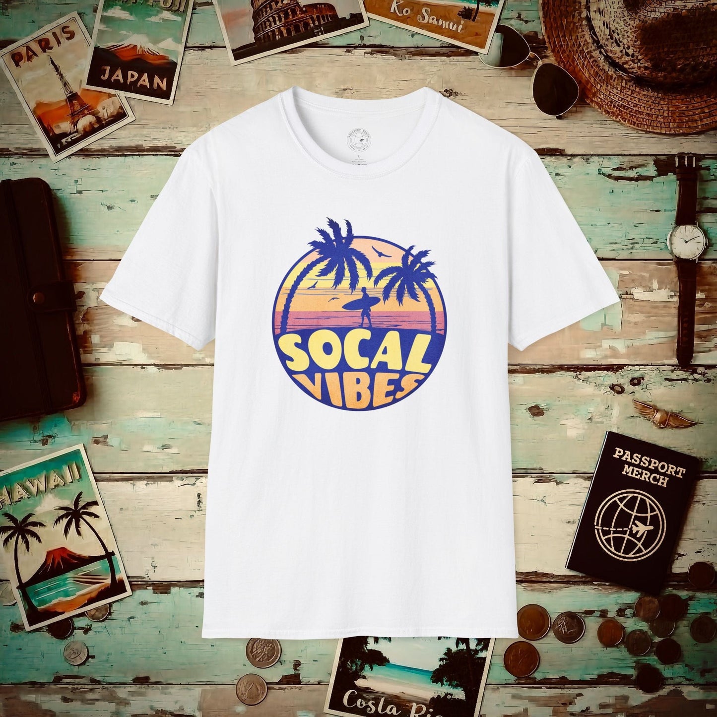 Retro SoCal Vibes, California T-Shirt White / S