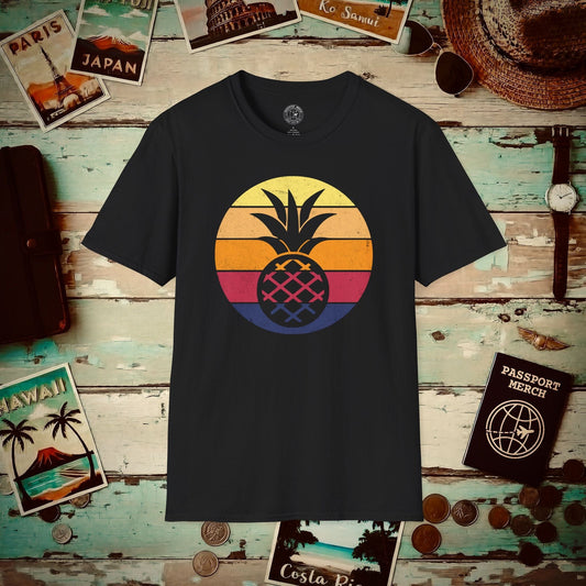 Retro Sun Hawaiian Pineapple T-Shirt Black / S