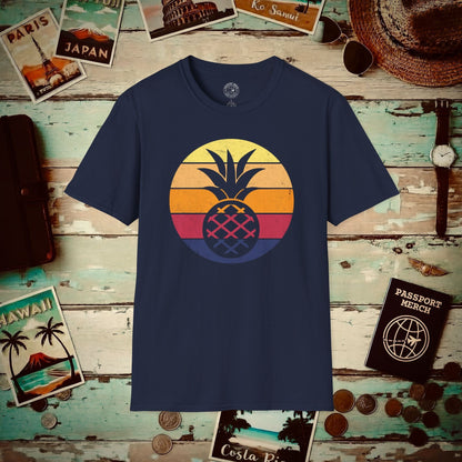 Retro Sun Hawaiian Pineapple T-Shirt Navy / S