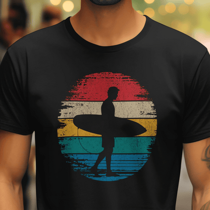 Retro Sun Surfer Dude T-Shirt Black / S