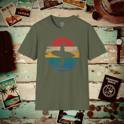 Retro Sun Surfer Dude T-Shirt Military Green / S