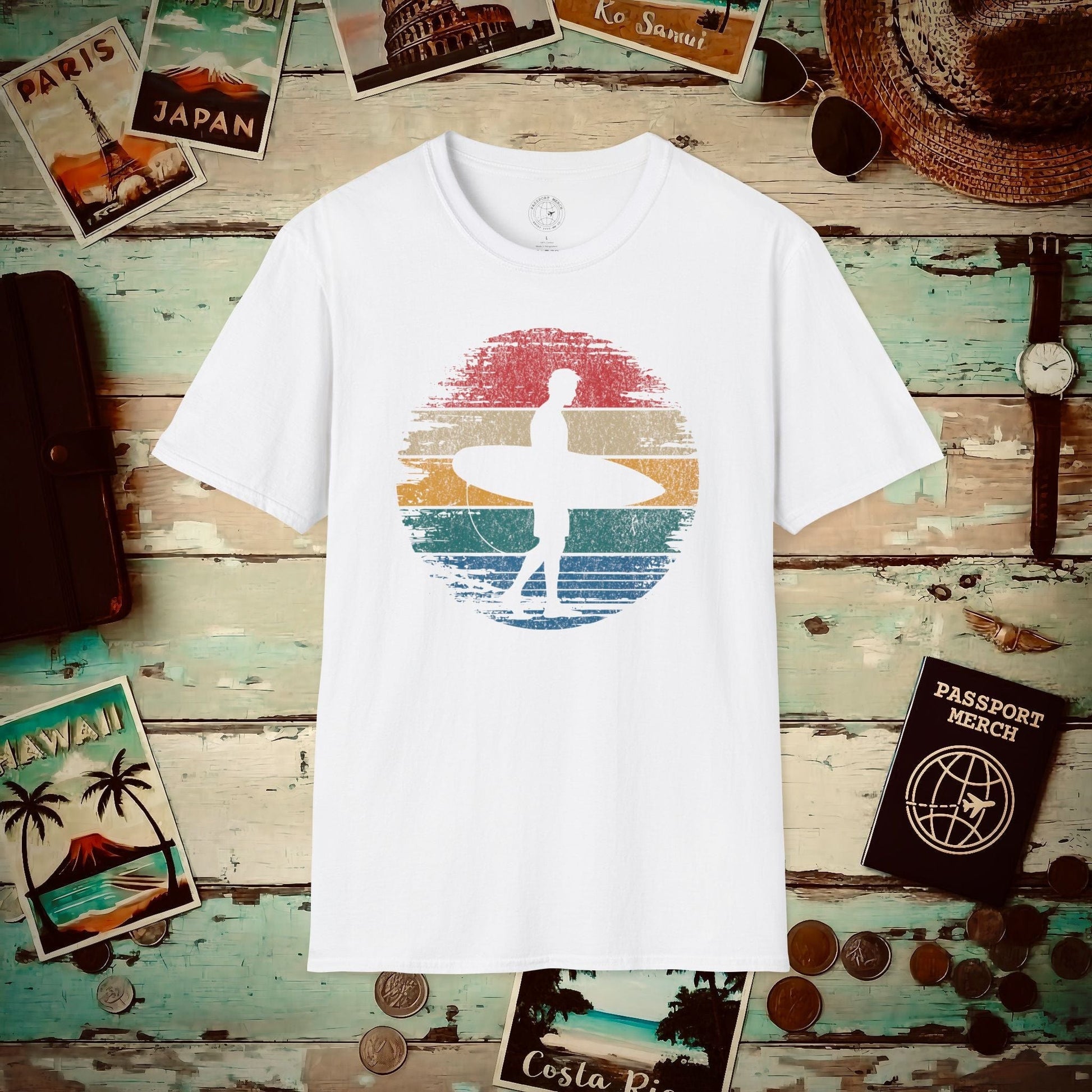 Retro Sun Surfer Dude T-Shirt White / S