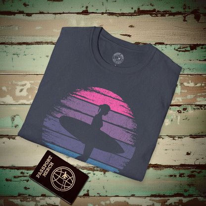 Retro Sun Surfer Girl T-Shirt Heather Navy / S