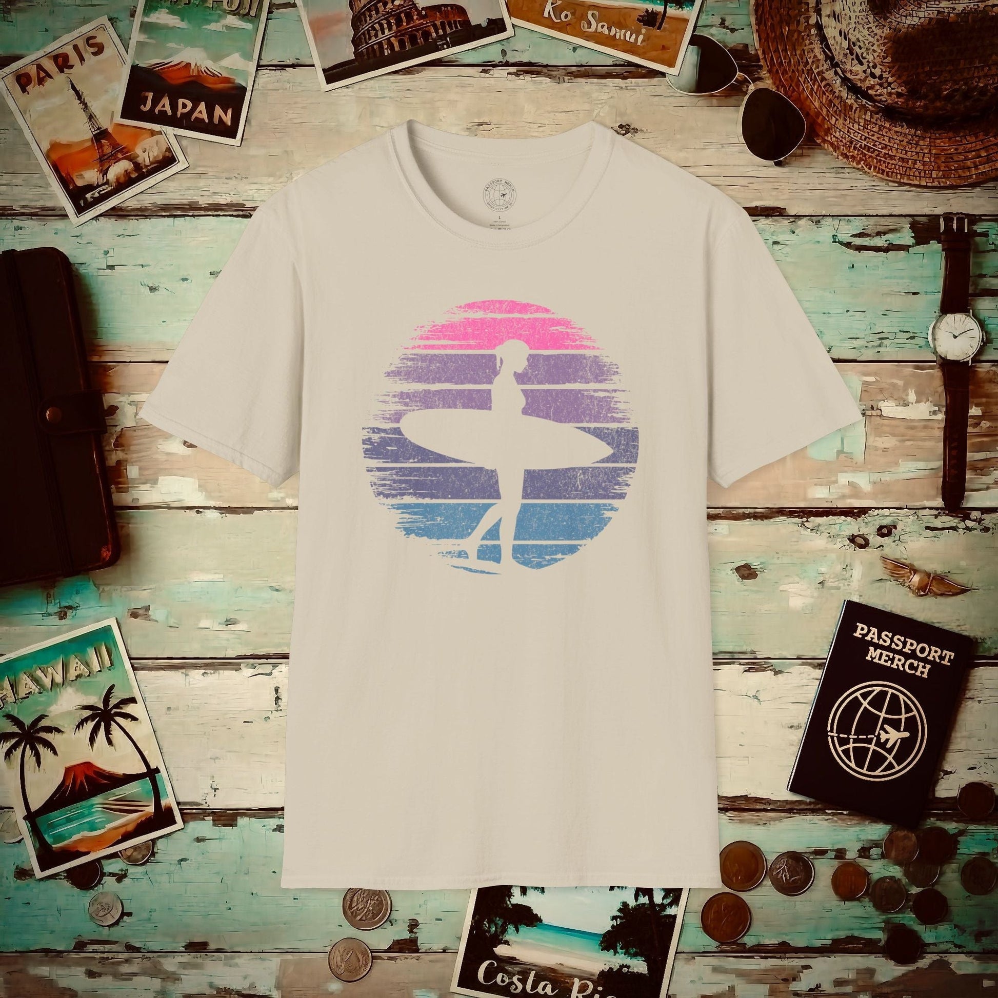 Retro Sun Surfer Girl T-Shirt Sand / S