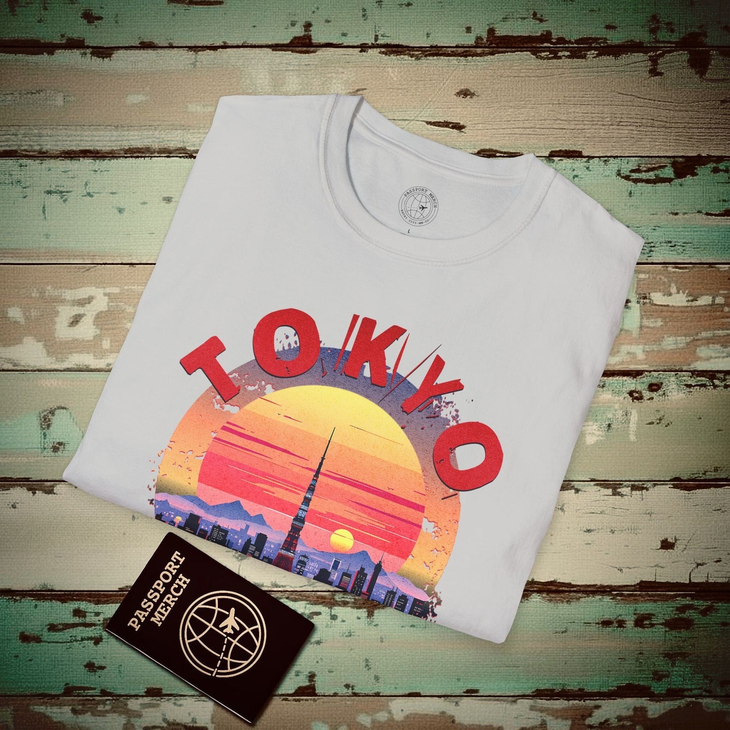 Retro Tokyo Tower Sunset, Japan T-Shirt Ice Grey / S