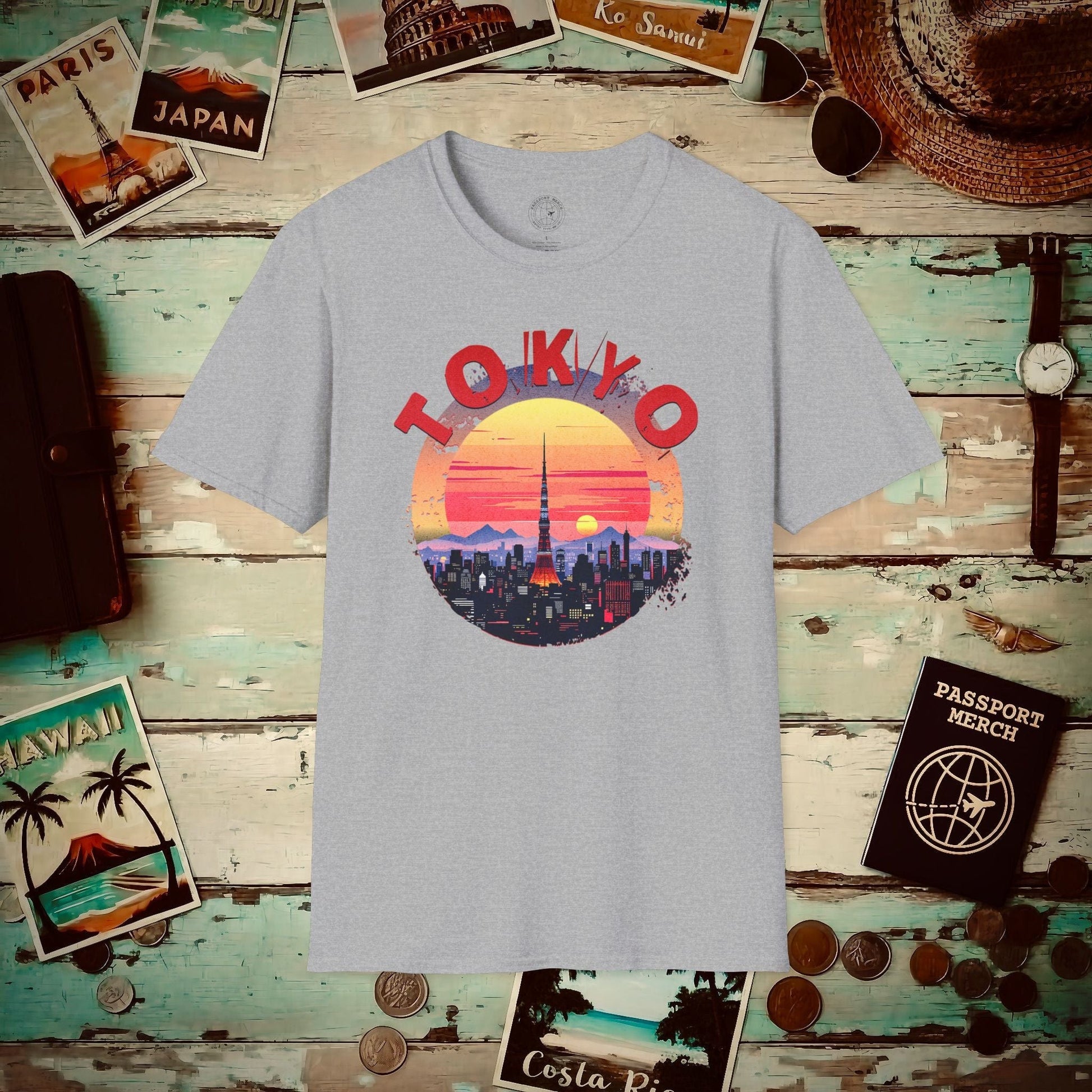 Retro Tokyo Tower Sunset, Japan T-Shirt Sport Grey / S