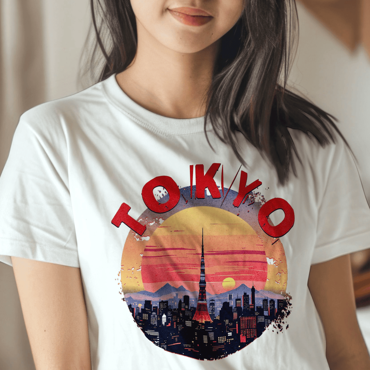 Retro Tokyo Tower Sunset, Japan T-Shirt White / S
