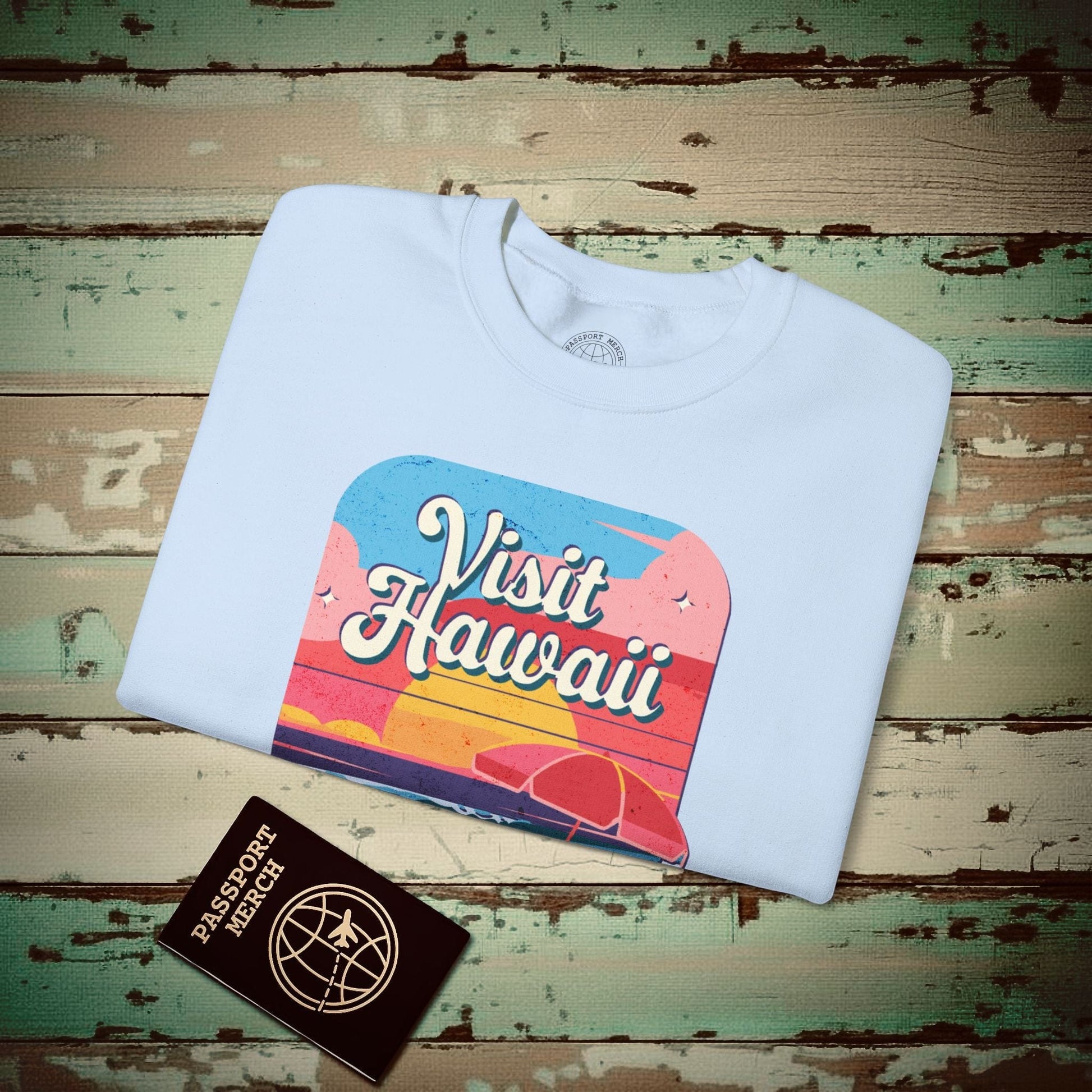 Retro Visit Hawaii Crewneck Light Blue / S