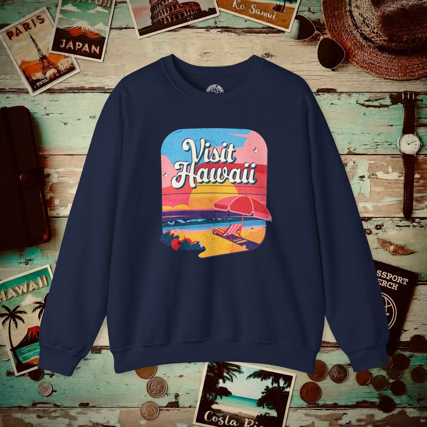 Retro Visit Hawaii Crewneck Navy / S