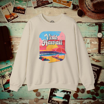 Retro Visit Hawaii Crewneck Sand / S