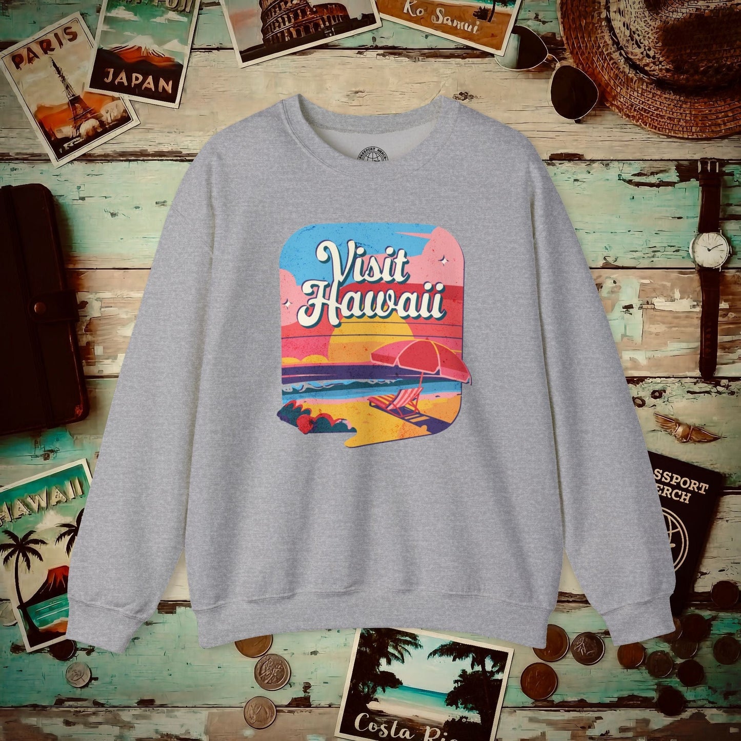 Retro Visit Hawaii Crewneck Sport Grey / S