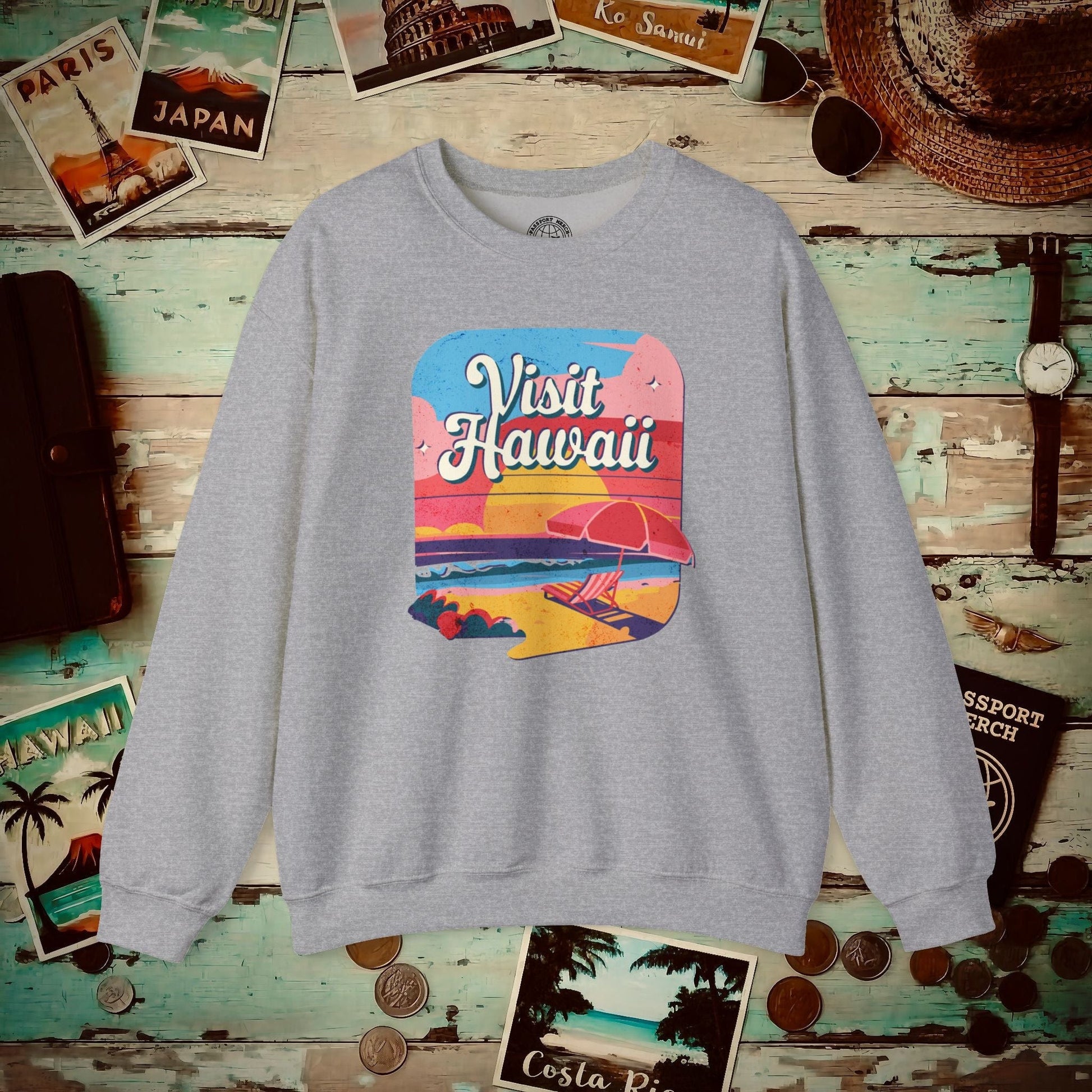 Retro Visit Hawaii Crewneck Sport Grey / S