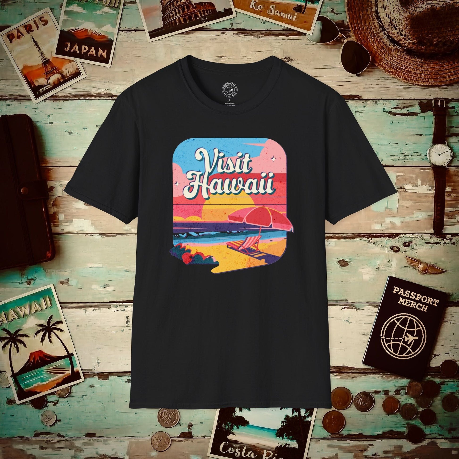 Retro Visit Hawaii T-Shirt Black / S
