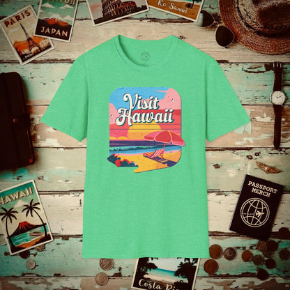 Retro Visit Hawaii T-Shirt Heather Irish Green / S