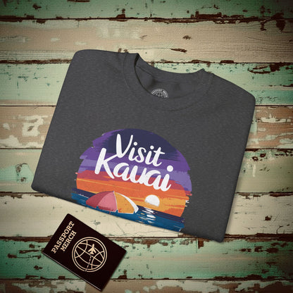 Retro Visit Kauai Hawaii Crewneck Dark Heather / S